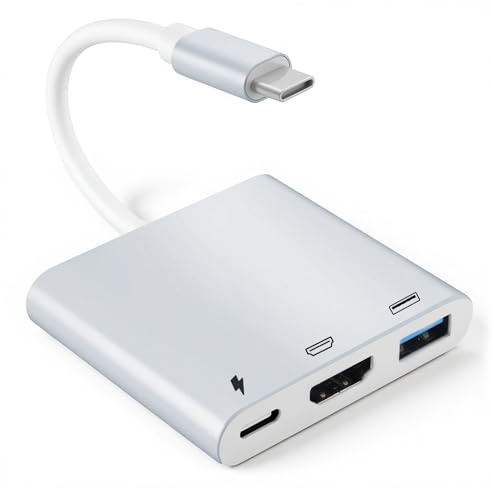 [Apple MFi-Zertifiziert] USB-C HDTV Adapter 3-in-1 4K HDTV, USB C Hub mit USB 3.0 & 100W PD für iPhone 15/16/17, iPad Pro/Air, Surface, Laptop und MacBook