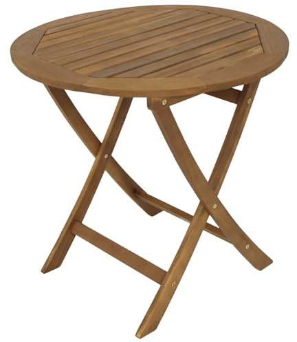 DEGAMO Gartentisch 75 cm rund, Akazie Holz braun geölt, Outdoor