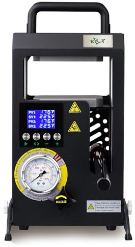LTQ Vapor Rosin Presse – 5 Tonnen Hydraulische Kolophonium-Extraktionsmaschine mit Manometer, 12 × 10.5 cm Heizplatten mit Zwei unabhängigen Temperaturreglern