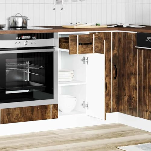 KKgypkn Mobiletto da cucina Lucca per affumicatura, in legno, con molto spazio per pentole e stoviglie, piedini regolabili in altezza, superficie facile da pulire, incluso