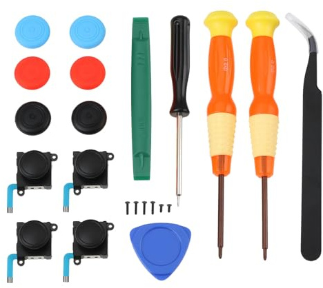 ECSiNG Kit de Réparation de Joystick avec Outils Compatible avec Nintendo Switch et Compatible avec Switch Lite 4 Joysticks 6 Capuchons