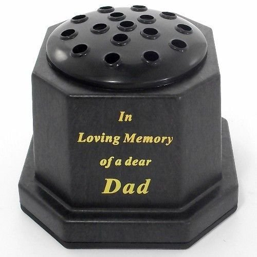 Black topped In loving memory of a dear Dad memorial pot/grave vase