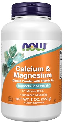 NOW Foods Supplements, Calcium & Magnesium Citrate Powder with Vitamin D3, Supports Bone Health*, 8-Ounce