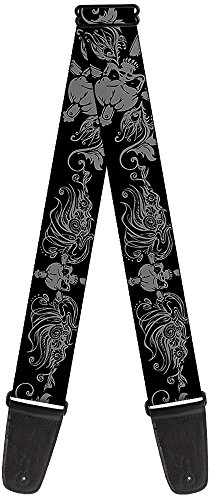 buckle-down gs-w31942 Gitarrengurt – Skull & Dagger mit filigranen schwarz/grau, 5,1 cm breit & 73,7–137,2 cm Länge