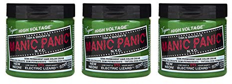 Manic Panic Electric Lizard Classic Creme, vegan, tierversuchsfrei, grüne semipermanente Haarfarbe, 3 x 118 ml