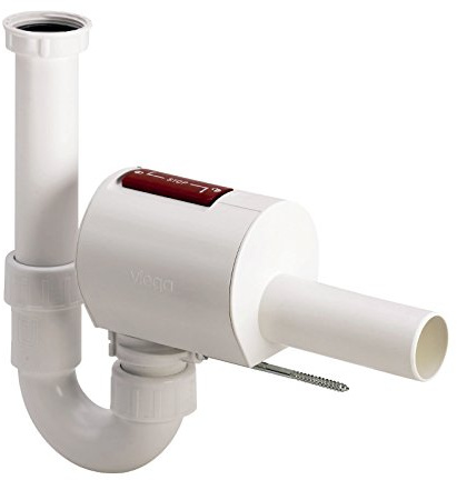 Viega Röhrengeruchsverschluss Sperrfix für Spülen mit 3-facher Rückstausicherung, Wartungsanleitung, Wandhalterung, 1 1/2 Zoll x 50 mm, Kunststoff, Weiß, 22609 7