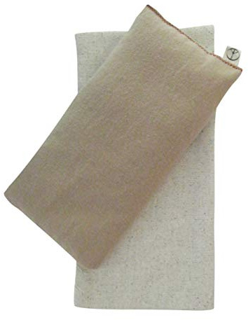 Peacegoods Eye Pillow Gift Set - 4 x 8.5 - Unscented Flax - Washable Cover - Soft Cotton Flannel - Soothing Relaxing - beige tan