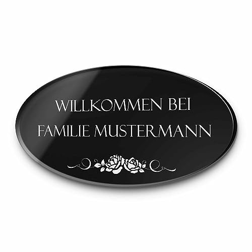 Edle Türschilder mit Gravur | Namensschild Briefkastenschild selbstklebend oder mit Bohrlöcher Klingelschild mit vielen verschiedenen Motiven - ab 8x5 cm