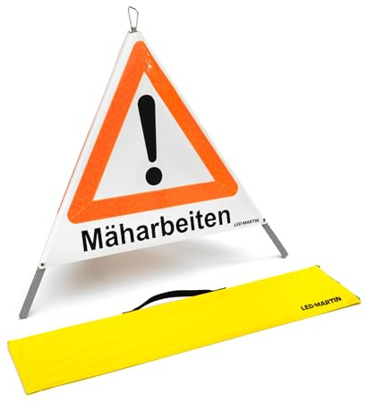 Faltsignal mit Warnsymbol VZ 101 - 70cm - Mäharbeiten - tagesleuchtend