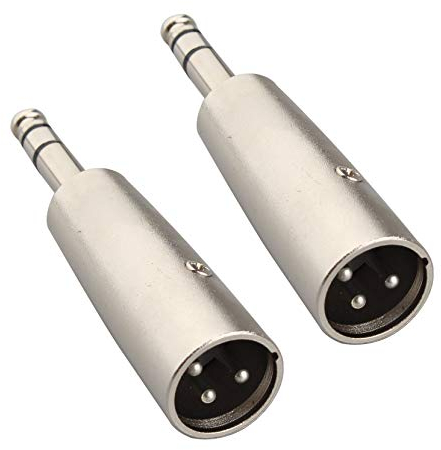 Jopto 2PCS 6.35 mm TRS to XLR Male Adapter 1/4 Inch Stereo to XLR Male Audio Gender Changer Coupler Metal XLR 3 Pin Male to 6.35mm Stereo Jack Plug Professional Audio Adapter Connector