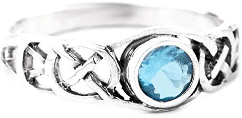 Windalf Keltischer Ring TÂMIA 6 mm Blauer Topas Verlobungsring Zirkonia 925 Sterlingsilber
