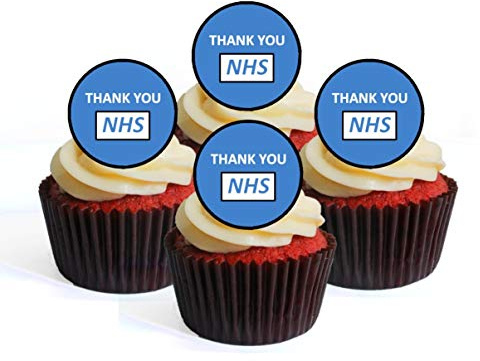 24 Thank You NHS Edible Cupcake Toppers - Disc Wafer Cake Decorations