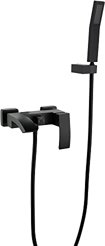 Badarmatur Badewanne Wand Alle Kupfer Heiß Und Kalt Wand Bad Badewanne Wasserhahn Wasserfall Dusche Einfache Dusche Wasserhahn (schwarz)