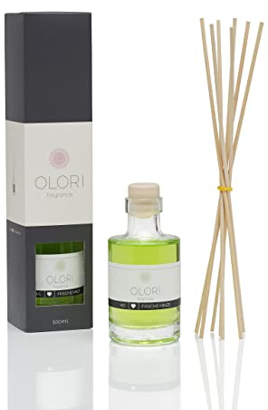 Raumduft Minze - Diffuser mit Duft-Stäbchen - Duftöl mit ätherischen Ölen neutralisiert Tabakgerüche - 100% Natürlich & Rein - Lufterfrischer mit Duftstäbe ideal auch für Bad, WC & Küche (Glas 100ml)