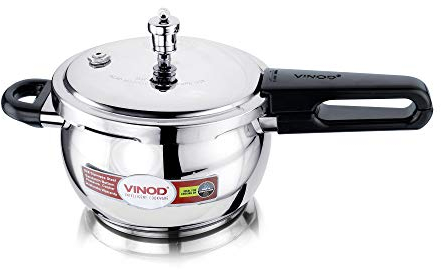 Vinod Pressure Cooker Stainless Steel – Glass Lid Handi Pot - 3.5 Liter – Indian Pressure Cooker – Stove Top Sandwich Bottom – Best Used For Indian Cooking, Soups, and Rice Recipes, Quinoa