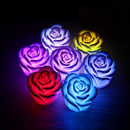 SOLUSTRE 4Pcs Schwimm Pool Licht Rose Sterlingsilber- Stille Licht Wasserdichte LED Badewanne Schwimm für Hochzeit Party Favor Bunte