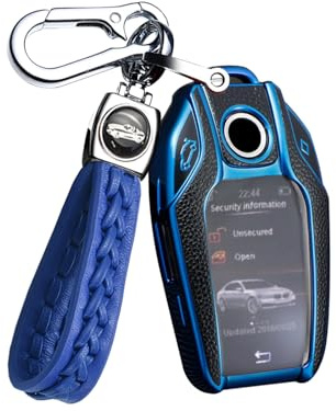 ontto TPU Schlüsselhülle Cover Passt für BMW 8er 7er 5er i8 i12 i15 Display 740i 528Li 540Li G11 G12 G30 G31 X3 G01 X4 X5 X7 Schlüsselanhänger Schutzhülle Schlüsselcover Schlüsselbox Etui-Blau