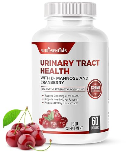 Urinary Health Support D-Mannose Capsules with Cranberry Extra Strength Support 1350mg Function and Bladder Tract Support