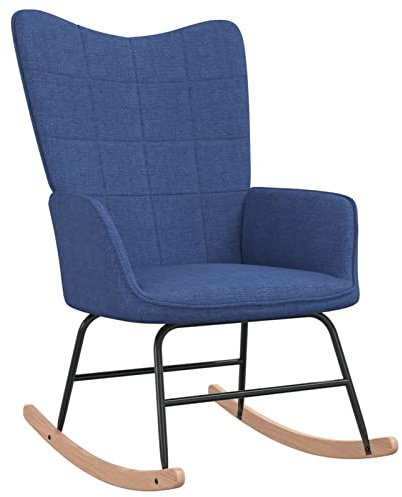 Goliraya Schaukelstuhl Schwingstuhl Relaxstuhl Schwingsessel Wohnzimmerstuhl Sessel Stuhl Relaxsessel Polsterstuhl Polstersessel Esszimmerstuhl 61 x 78 x 98 cm (B x T x H) Blau Stoff