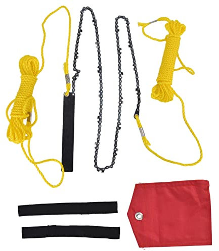 Scie à chaîne pliable à 63 dents avec poignée confortable et haute dureté pour camping, 122 cm, scie à chaîne à main pour arbres, chasse, randonnée, randonnée, arbre de 122 cm