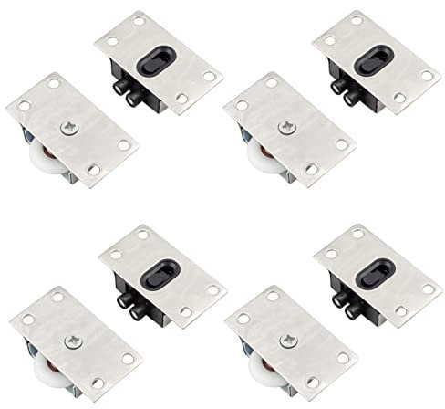 8 Pcs(4 Sets) Furniture Roller Wheels Mute Nylon Wheels Sliding Door Roller Shower Door Rollers Wardrobe Door Wheels Sliding Door Fittings for Furniture Wardrobe Cupboard