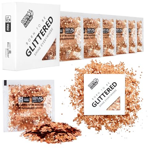 Born To Be Glittered - Purpurina para Maquillaje y la Cara en Polvo - Libre de Plástico - Biodegradable - Perfecto para Cuerpo Cara Uñas - Festivales y Fiestas - Color Naranja - Orange Sunset