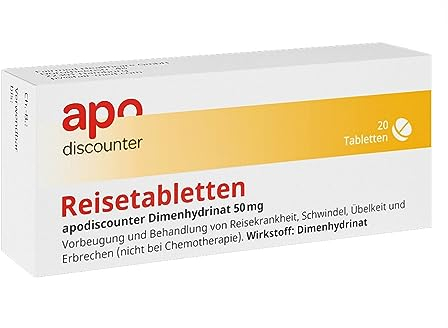 Reisetabletten Dimenhydrinat 50 mg Tabletten von apodiscounter 20 stk