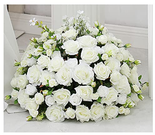 Opaeroo Große Weiße Rosenhortensie Künstliche Blumenkugel Hochzeitstisch Herzstück Blumenball Party Bühne Deko Requisiten 35/40/50/60cm 50CM