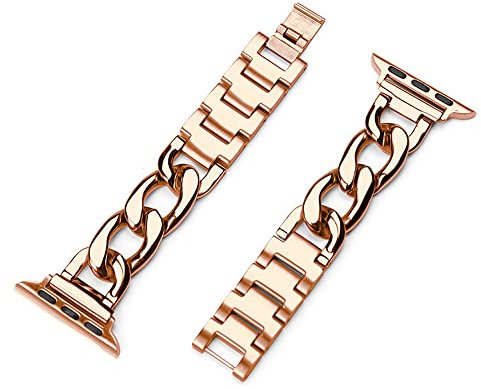 My Pretty Strap Women Luxury Apple Watch Band 38/40/41mm or 42/44/45/49mm, Stainless Steel Metal Gold for Women (42MM / 44MM / 45MM / 49MM, Rose Gold)
