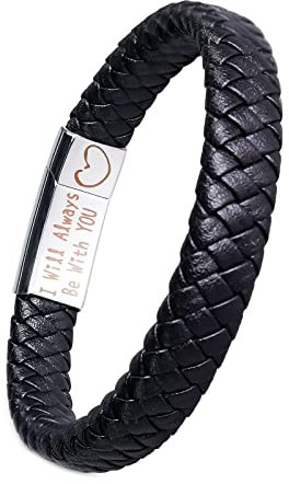 BCughia Armband Titan, Bracelet Herren Schwarzes Silber Armband I Will Always Be with You Armbänder
