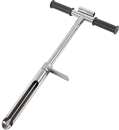 Soil Sampler Probe 22.8in Stainless Steel Tubular T Handle with Ejector Foot Pedal for Lawn Garden