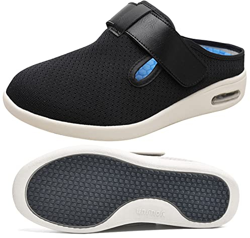 Hallux Valgus Schuhe Damen Therapieschuhe Extra Breit Rehaschuhe Verstellbarer Riemen für Damen Luftkissen orthopädische Diabetiker Wanderschuhe für Damen,Schwarz,38 EU