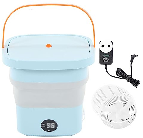 Mini Tragbare Eimerwaschmaschine, Faltbare Automatische Waschmaschine mit LCD-Display für Reisen, Wohnmobil, Wohnung (Blau)