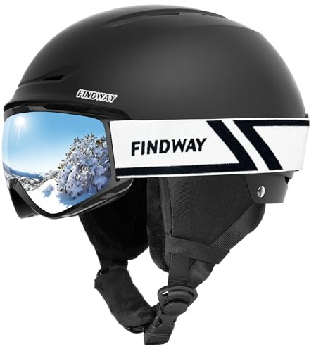 Findway Skihelm und Skibrille Set, SnowboardHelm mit Brille für Damen und Herren Erwachsene Skihelme für Männer, Frauen und Jugendliche