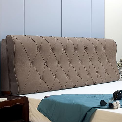 ZZYK Kopfteil Kissen Doppelbett Rückenlehne Samt Lesekeil Kissen Lendenwirbelstütze Gepolstertes Wandkissen Abnehmbarer Bezug Für Schlafsaal Tagesbett Etagenbett,Braun,Paste 61/155cm