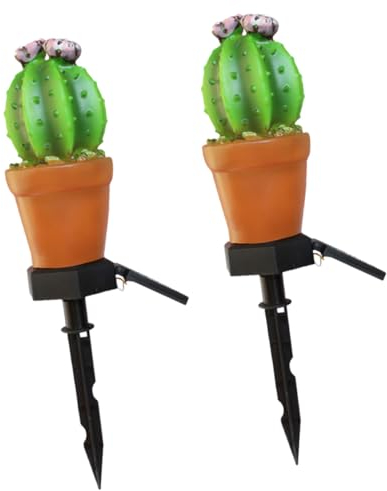 OSALADI 2 Stück Solar Gartenleuchten Kaktuslampe Für Außen Led Rasenlampen Für Terrasse Und Garten Einfache Installation Dekorativ Mit Warmweißem Licht