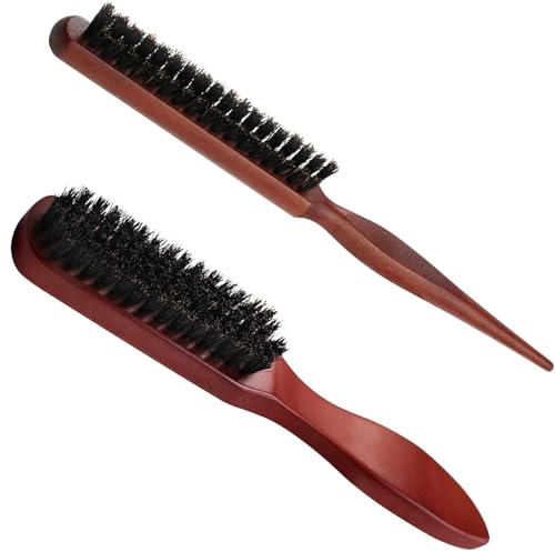 Sularpek 2 Pcs Slick Back Hair Brush, Smoothing Brush, Boar Bristle Hair Brushs, Hair Brush for Slick Back, Suitable For Thick, Curly, Dry or Damaged Hair