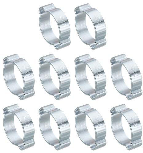 PATIKIL 30 Stück Doppelohr Schlauchschellen, Einstellbare 2-Ohr Schlauchschellen Ø 20-23mm, Verzinkter Zweiohrschellen, Schlauch Klemmplatten für Fule Benzin, Rohr, Schlauch