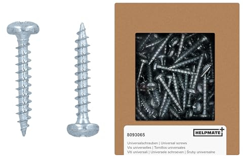 HELPMATE - Tornillos de conexión de madera galvanizados 4,0 x 25-250 tornillos universales cabeza alomada con accionamiento PZ2 y rosca completa - Para fijación de herrajes a madera