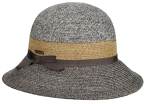Stetson Contrast Brim Toyo Damenhut Mehrfarbiger Glockenhut UV-Schutz 40+ Damen Frühjahr/Sommer grau-meliert L (58-59 cm)
