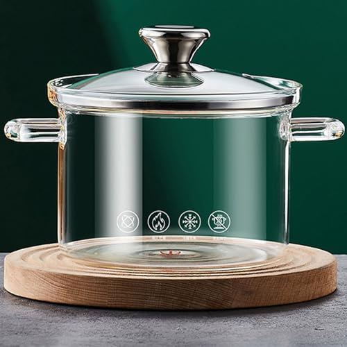 Serenitison Casserole en Verre,Résistant La Chaleur Borosilicate Verre Pot À Soupe,Casserole en Verre Induction,Facile à Nettoyer,Cuisson Visuelle,Convient pour Faire des Nouilles,Soupes,Salades