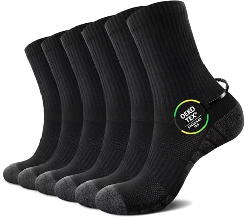TUUHAW Chaussettes Homme 39 42 Coton Chaussettes Sport Femme 39 42 Noir Chaussette de Tennis Golf Chaussette en Éponge Pour Course Running Cyclisme Trekking