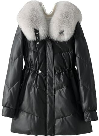 MIAOMI Schals Damen Kunstpelz Warme Kragen Pelzkragen mit Daunenjacken Jacken Pelz Daunenmantel Jacke Warme Daunenjacke Jacke für den Winter(XXL)
