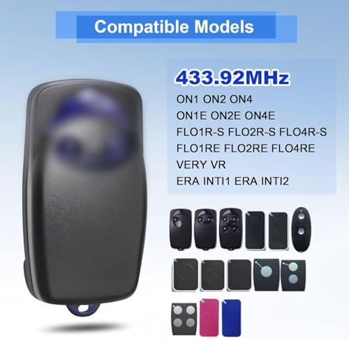 Telecomando per Porta del Garage, Portatile Ampiamente Utilizzato 433,92 MHz Utilizzato per la Clonazione della Porta del Garage Wireless Porte Avvolgibili (FLO2-RS) NIC - Apriporta da garage 2 pezzi