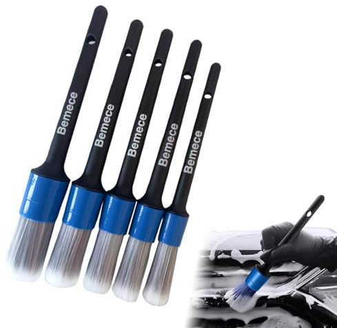 Hahhhha Ultra-Soft Detailing Brush Set(Set of 5)- Automotive Detail Cleaning Brushes for Cleaning Wheels, Engine, Interior, Exterior, Emblems, Air Vents, Scratch-Free & Gentle