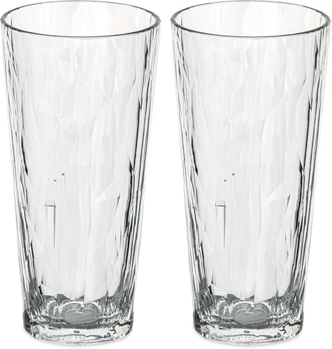 koziol Superglas Club No. 19, 2 Stück, 250 ml, Trink- & Cocktail-Glas aus kristallklarem Kunststoff, luxuriös, unzerbrechlich, wiederverwendbar, Party, Camping, 2er Set