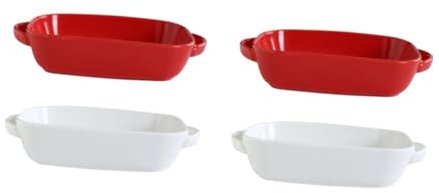 DECHOUS 2 Set Piatto Di Riso Al Forno Per Tortiera in Ceramica Piccola Teglia Piatti Da Forno Teglie Da Forno Baguette Cibo Scatola Di Pane Numero Carta Stagnola Metà 2 Pezzi * 2