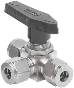Fit 3 6 8 12mm 1/4 OD Tube Tee T-Port Ball Valve Compression Union 304 Stainless Steel for Propane Fuel Water Oil Gas(6mm)