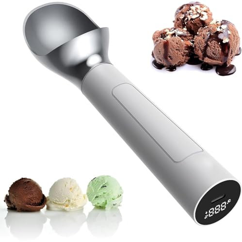 WaaYb Cuillère à Glace électrique Rechargeable, cuillère à Glace électrique chauffante de 2 oz, étanche IP67, Facile à Nettoyer, cuillère à Glace thermostatique pour Tous Les âges