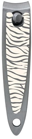 PLIC BEAUTY - Cortaúñas Manicura Cebra - Acero Inoxidable - Boquilla Redondeada - Diseño Elegante